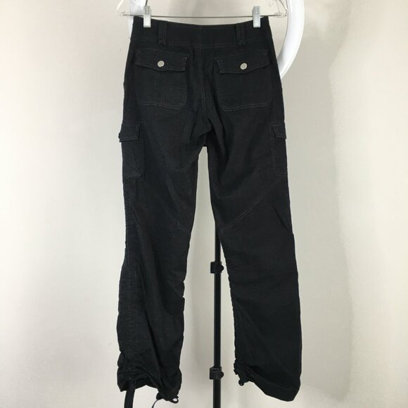 I AM GIA Black Ruching Adj Drawstring Hem Cargo Pockets Pant Jeans - Picture 10 of 12